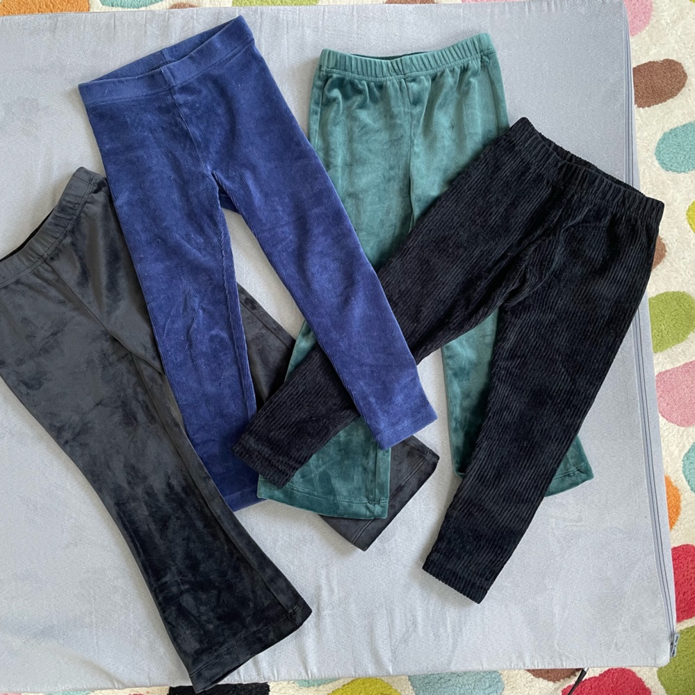 Hanna Andersson Blue and Green Velvet Leggings